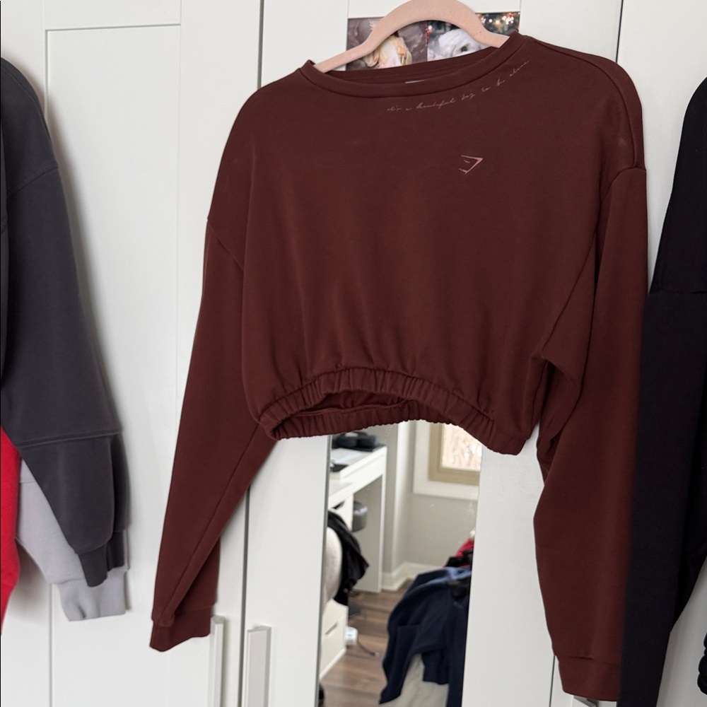Gymshark Chocolate Brown Cropped Sweatshirt Whitney collection